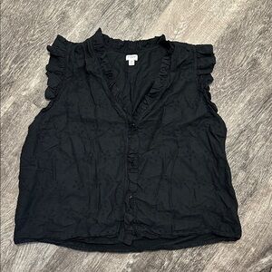 Black Sleeveless Ruffle Blouse J.Crew